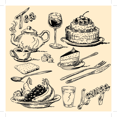 500x500 drawing foods retro illustrations vector free download - Retro Drawings