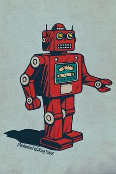 236x354 Assortment Robots In Art, Robot Art - Retro Robot Drawing