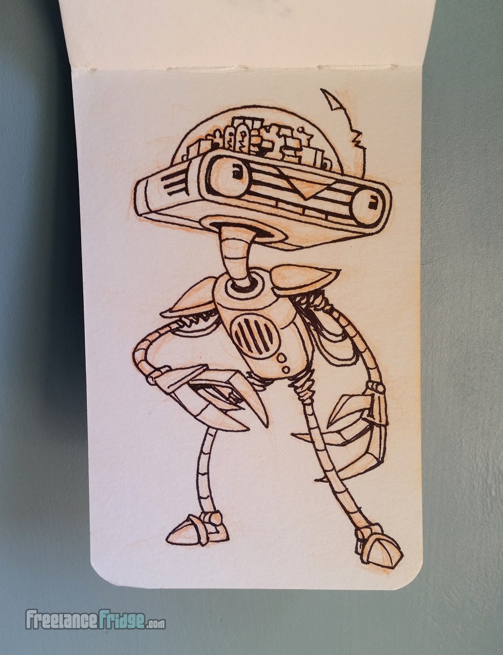 1000x1302 pink retro robot character design freelance fridge illustration - Retro Robot Drawing