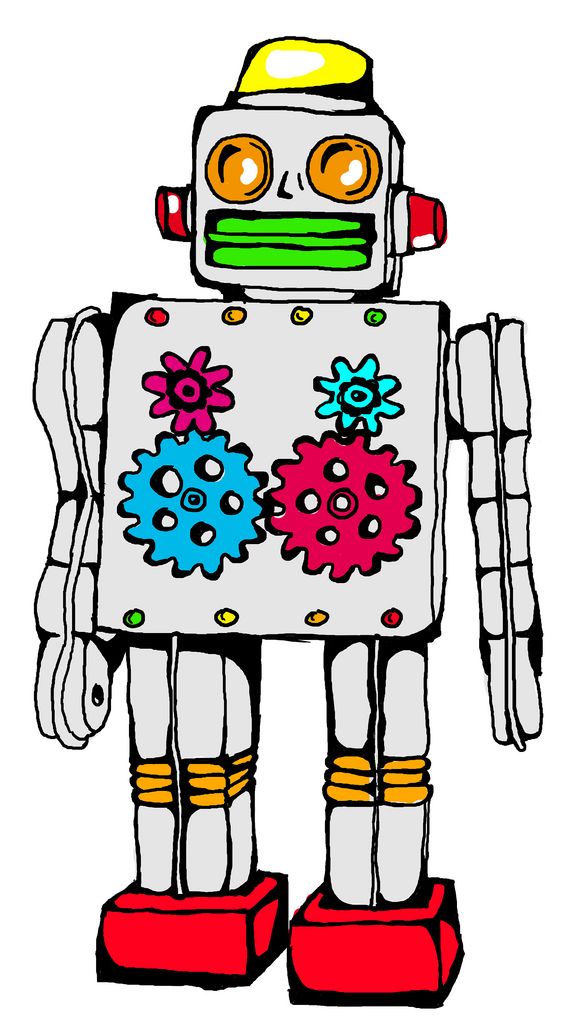 575x1024 retro robot drawing mail art inspiration vintage - Retro Robot Drawing