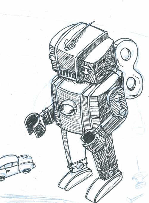 Retro Robot Drawing at PaintingValley.com | Explore collection of Retro ...