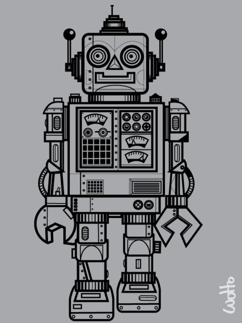 500x667 robots, again possible tattoo idea tattoos desenho arte - Retro Robot Drawing