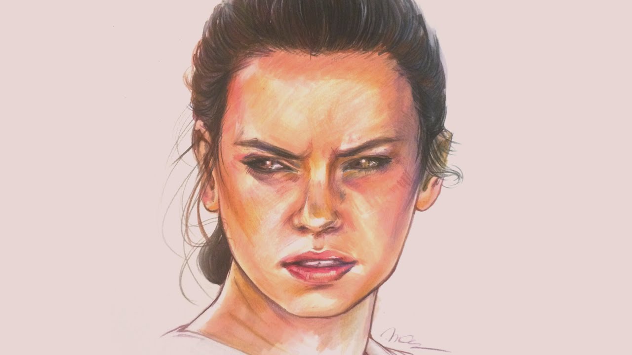 1280x720 Star Wars - Rey Drawing