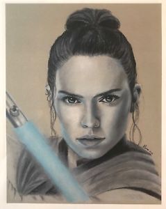 239x300 Star Wars Hand Drawn Print Rey Charcoal Drawing Art Ebay - Rey Drawing