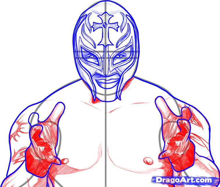 756x643 How To Draw Rey Mysterio, Step - Rey Mysterio Drawing