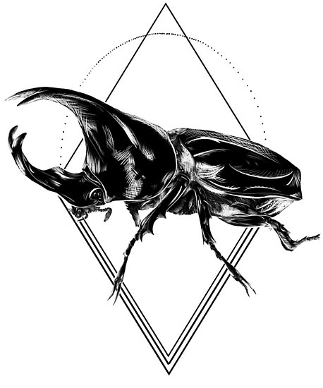 458x550 geometric rhino beetle posters - Rhino Beetle Drawing