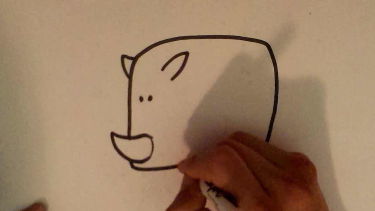 1280x720 how to draw a rhino - Rhino Cartoon Drawing