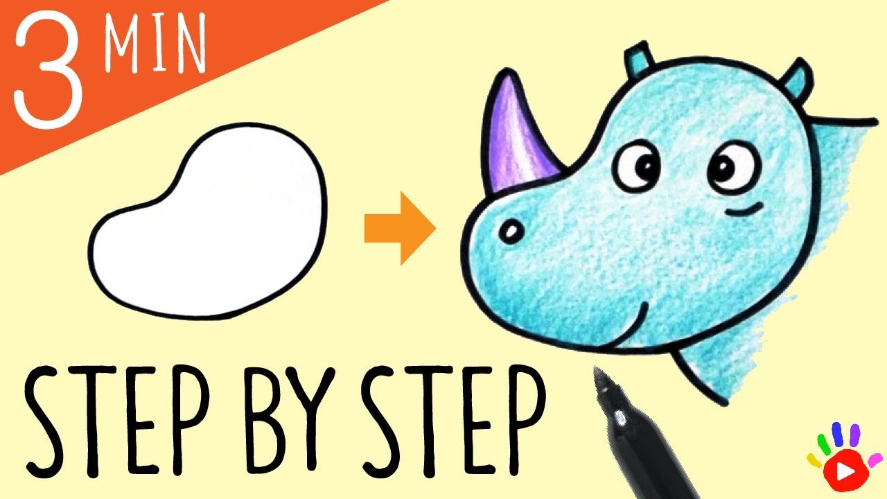 1280x720 how to draw baby rhino drawing rhino's face easy slow - Rhino Cartoon Drawing