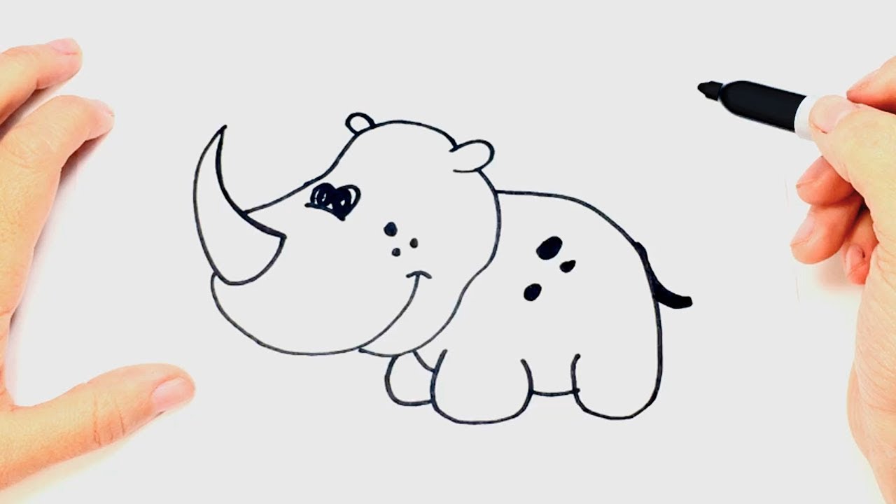 1280x720 how to draw a rhino rhino easy draw tutorial - Rhino Cartoon Drawing