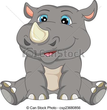 450x464 illustration of cute baby rhino cartoon - Rhino Cartoon Drawing