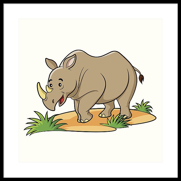 600x600 rhino cartoon framed print - Rhino Cartoon Drawing