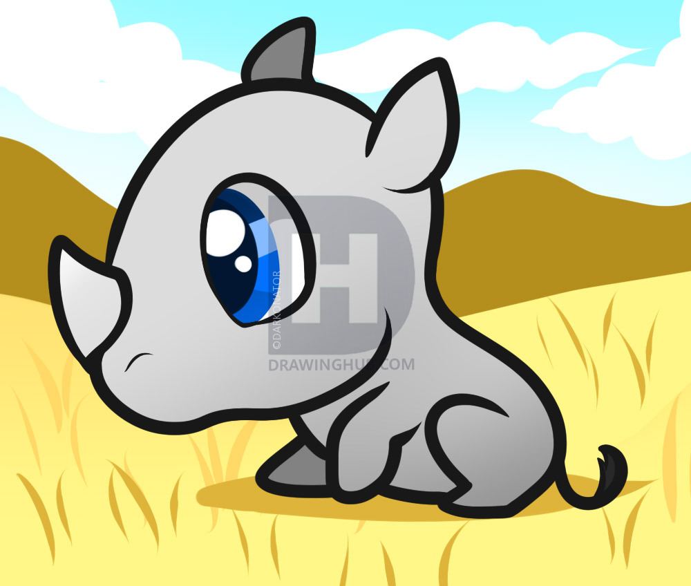 1000x848 how to draw a rhino for kids, step - Rhino Drawing