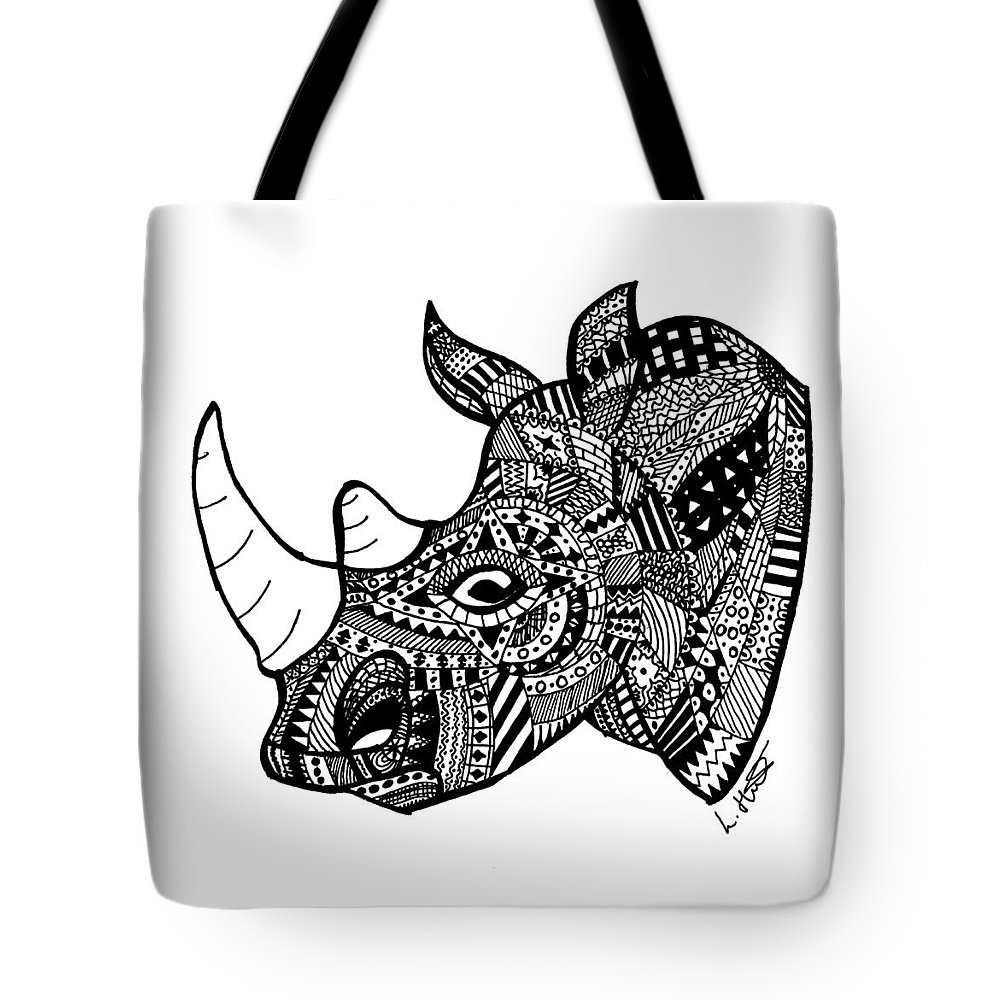 1000x1000 aztec rhino head tote bag for sale - Rhino Head Drawing