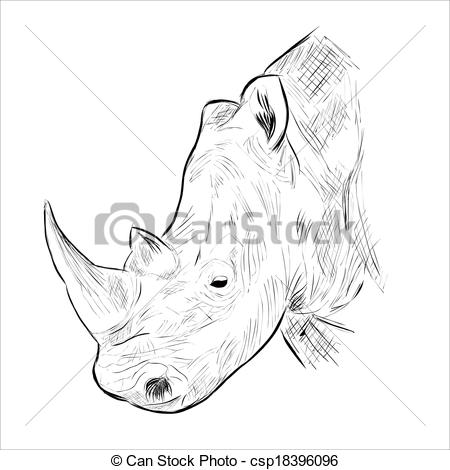 450x470 Vector Image Of Rhino Head - Rhino Head Drawing