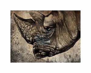 300x242 art painting drawing animal nuture rhinoceros rhino head canvas - Rhino Head Drawing