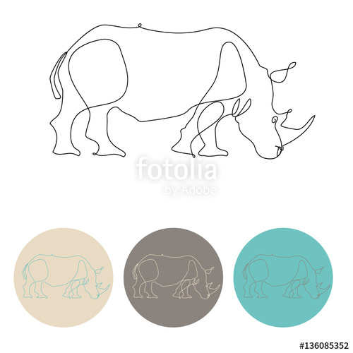 500x500 one line rhino design silhouette hand drawn minimalism vector i - Rhino Line Drawing