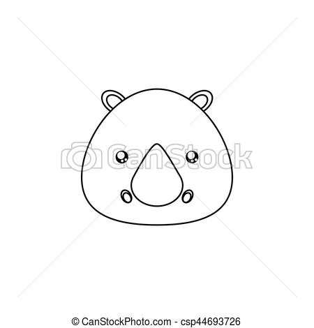 450x470 Rhino Drawing Face Abstract Animal Line Drawing Face On A White - Rhino Line Drawing