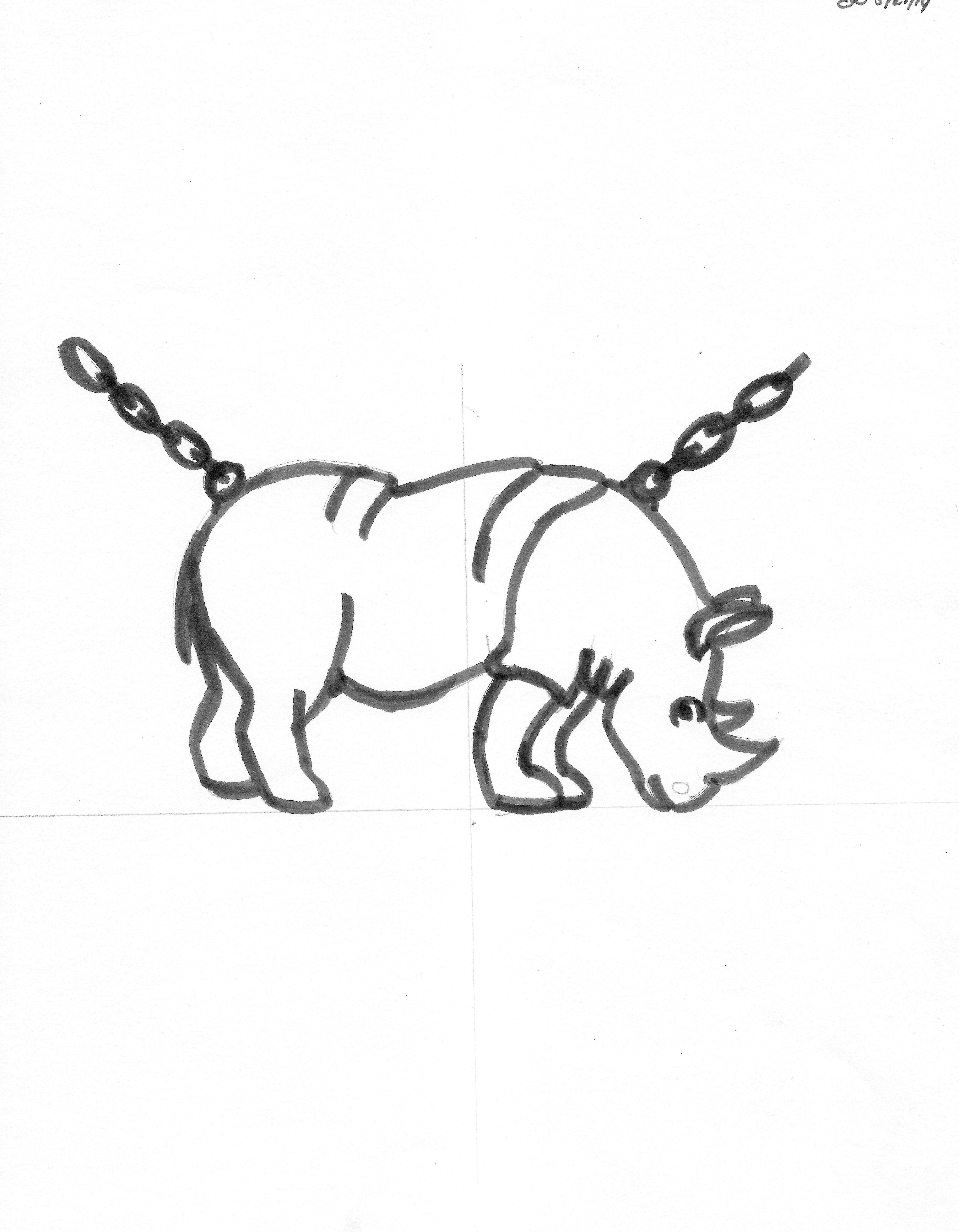 4972x6388 Rhino Line Drawing Motif - Rhino Line Drawing