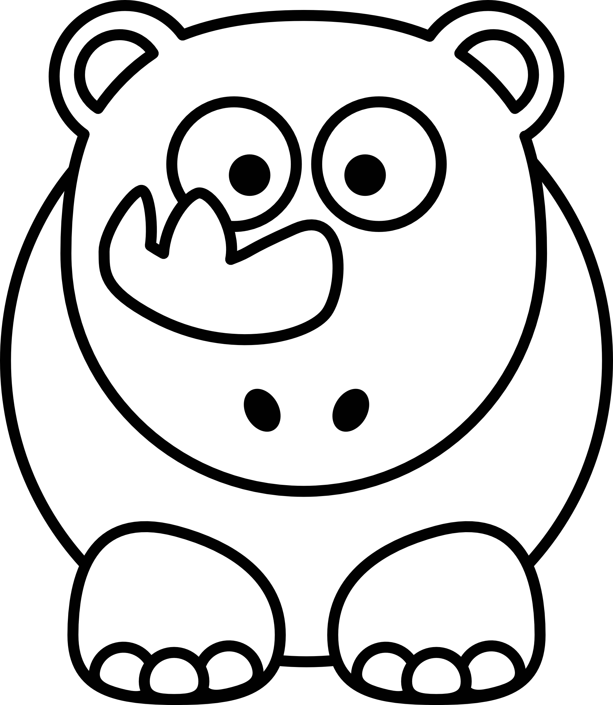 1969x2264 Collection Of Free Rhino Drawing Easy Download On Ui Ex - Rhino Outline Drawing