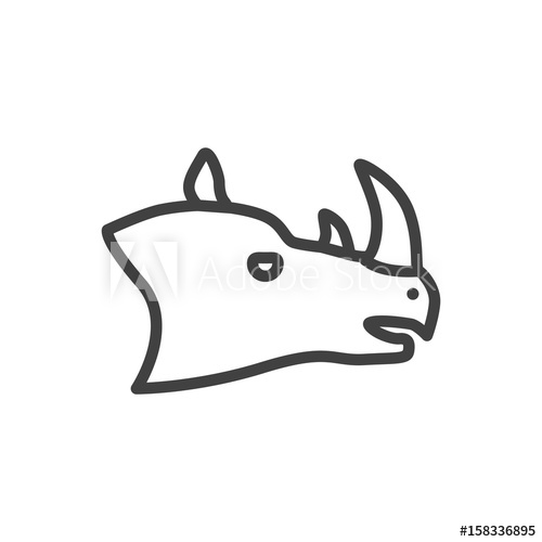 500x500 Isolted Rhinoceros Outline Symbol On Clean Background Vector - Rhino Outline Drawing