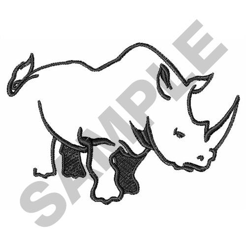 500x500 rhino outline embroidery designs, machine embroidery designs - Rhino Outline Drawing