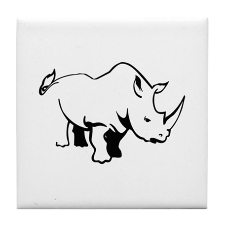 460x460 rhino outline tile coaster - Rhino Outline Drawing