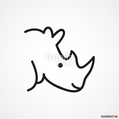 500x500 rhino icon rhino linear symbol design from animals collection - Rhino Outline Drawing
