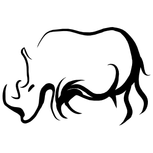 300x300 Rhinoceros Outline Sticker - Rhino Outline Drawing