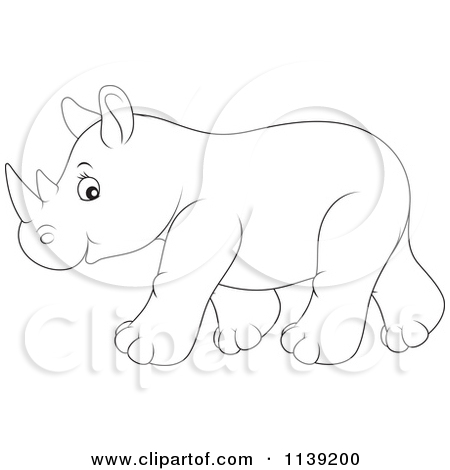 450x470 Baby Rhinoceros Outline Clipart - Rhino Outline Drawing