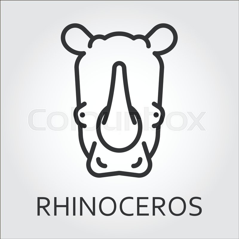 800x800 Black Flat Simple Icon Style Line Art Stock Vector Colourbox - Rhino Outline Drawing