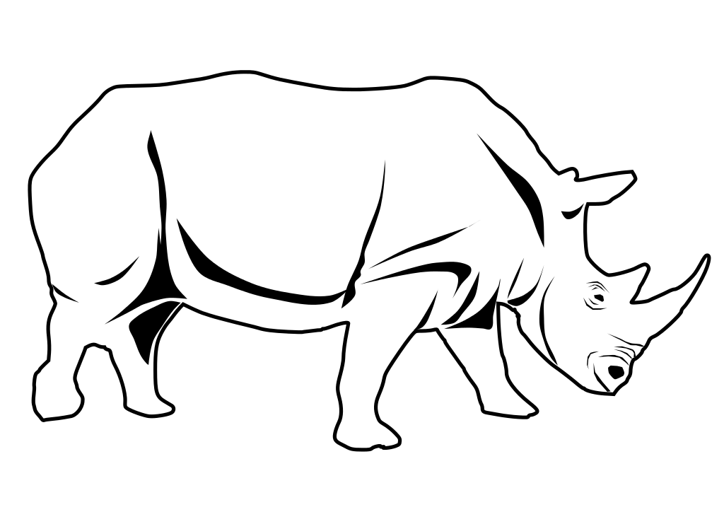 1024x724 Collection Of Free Rhino Drawing Angry Download On Ui Ex - Rhino Outline Drawing