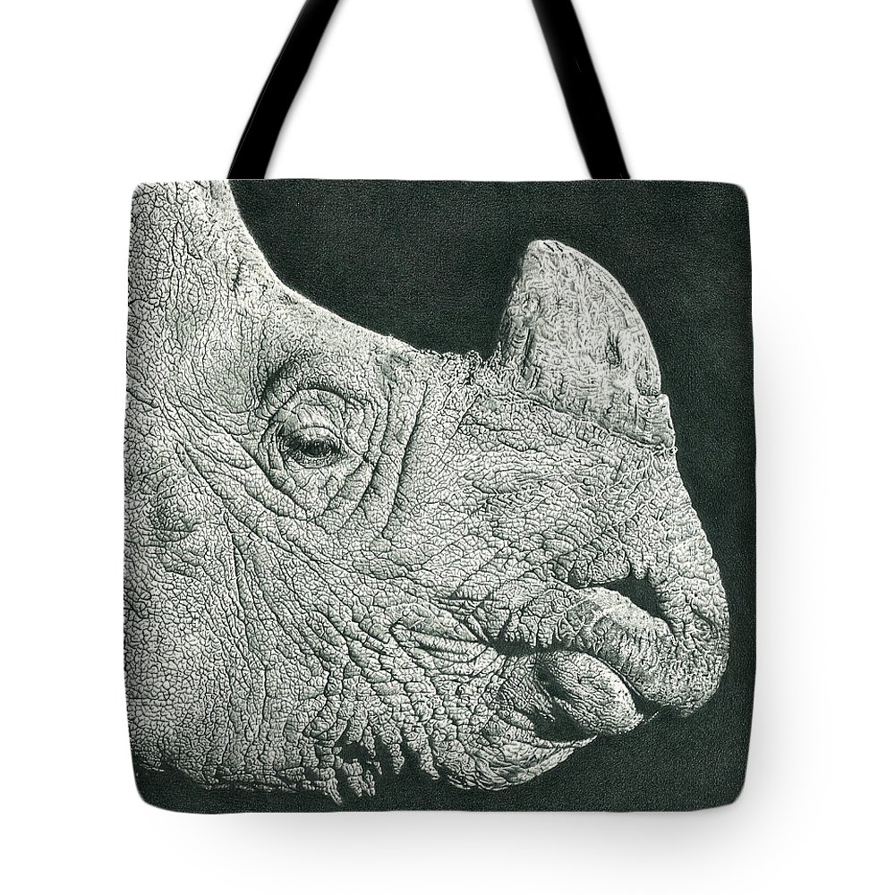 1000x1000 rhino pencil drawing tote bag for sale - Rhino Pencil Drawing
