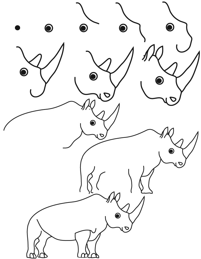 700x900 drawing rhinoceros - Rhinoceros Drawing