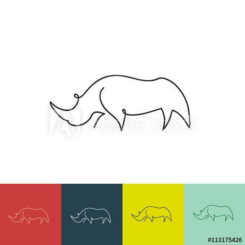 500x500 one line rhinoceros design silhouette hand drawn minimalism style - Rhinoceros Line Drawing