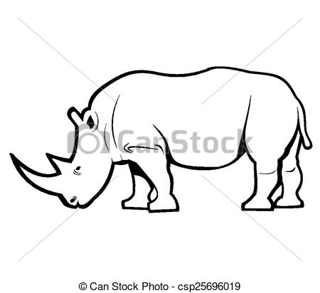 450x412 Rhino Outline - Rhinoceros Line Drawing