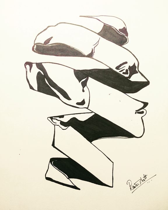 576x720 Ribbon Face! - Ribbon Art Drawing