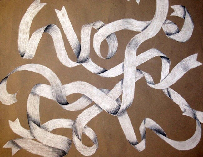 650x502 Sketchbook Ribbon Drawing Eller's Artists - Ribbon Art Drawing