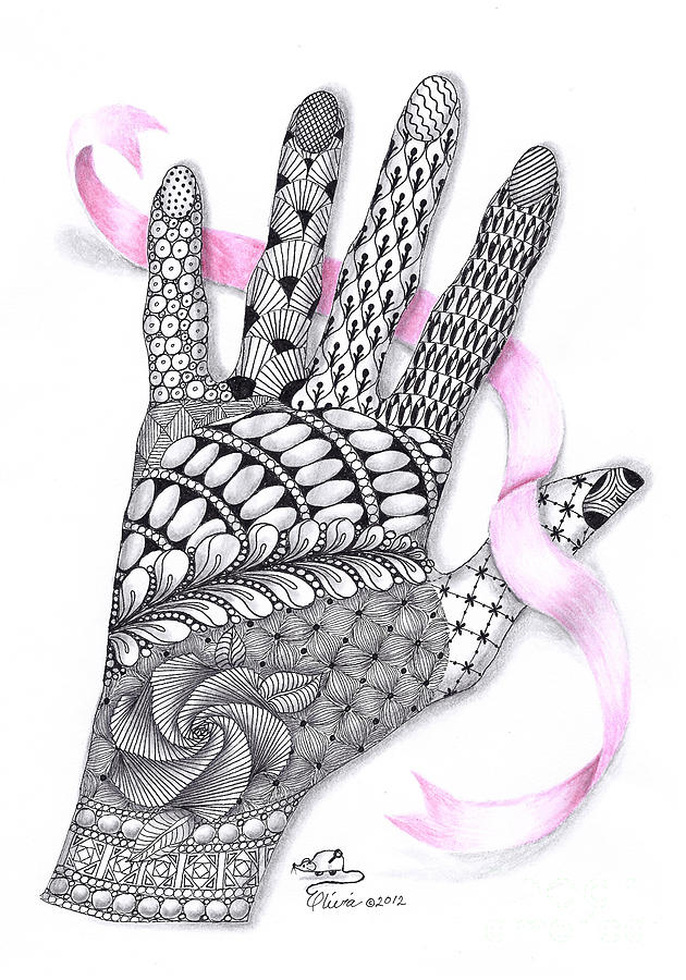 630x900 artist's hand with ribbon drawing - Ribbon Art Drawing