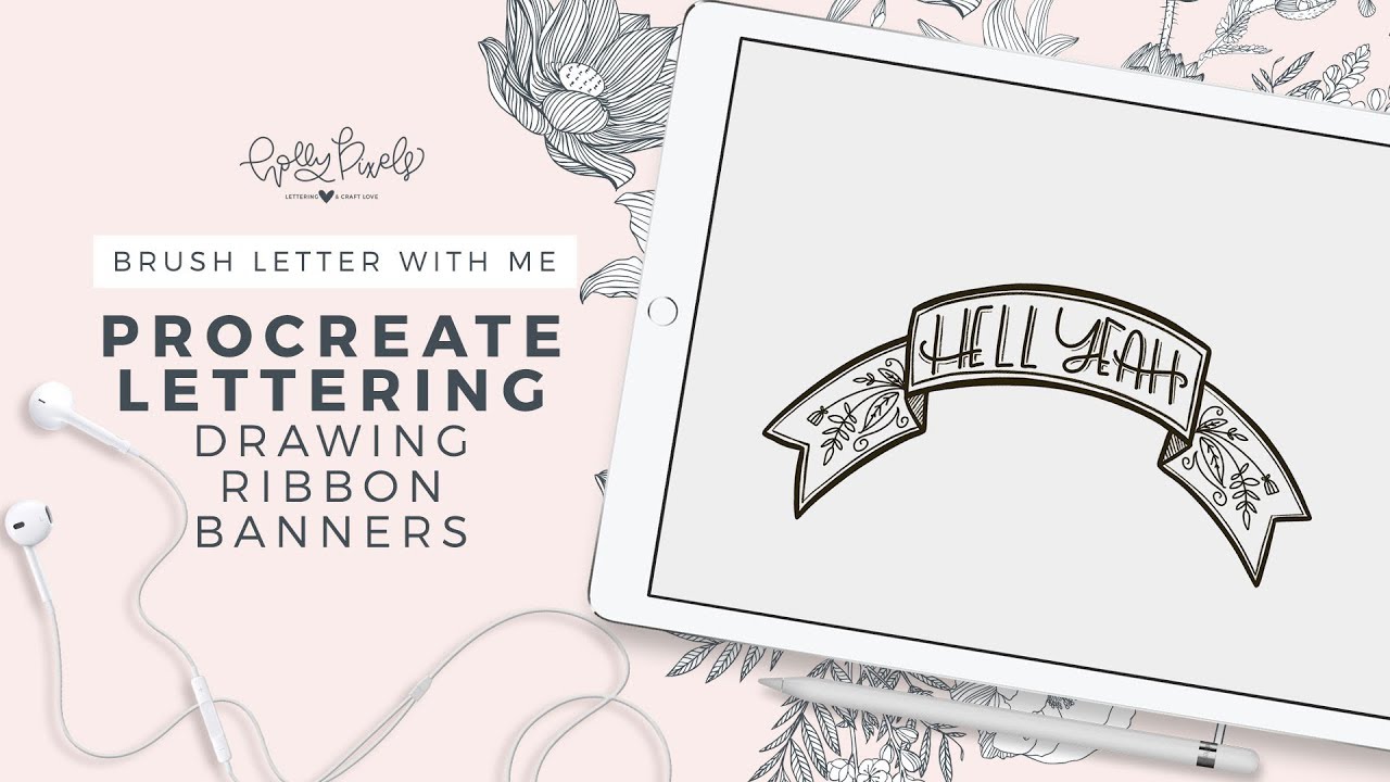 1280x720 Procreate With Me - Ribbon Banner Drawing