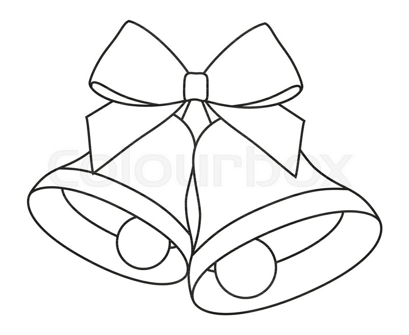 800x655 Line Art Black And White Two Bells Stock Vector Colourbox - Ribbon Line Drawing
