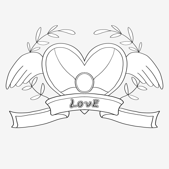 640x640 Valentines Day Hand Painted Line Drawing Love Illustration, Line - Ribbon Line Drawing