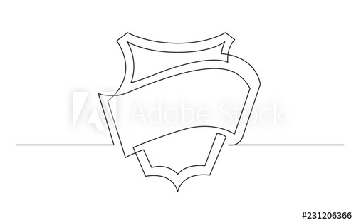 500x313 Continuous Line Drawing Of Ribbon Label And Shield - Ribbon Line Drawing