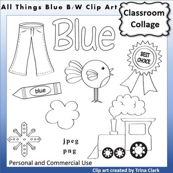 350x350 Blue Things Clip Art Line Drawing Bw Personal Commercial Use - Ribbon Line Drawing