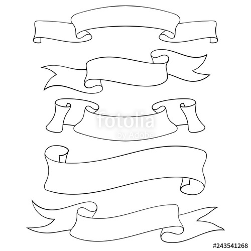 500x500 blank ribbon banners outline doodles stock image and royalty - Ribbon Outline Drawing