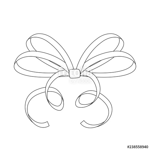 500x500 Bow Thin Tied Ribbon Outline Icon Stock Image And Royalty Free - Ribbon Outline Drawing