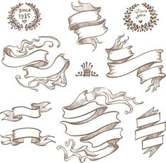 236x231 hand drawn banners clipart - Ribbon Tattoo Drawings