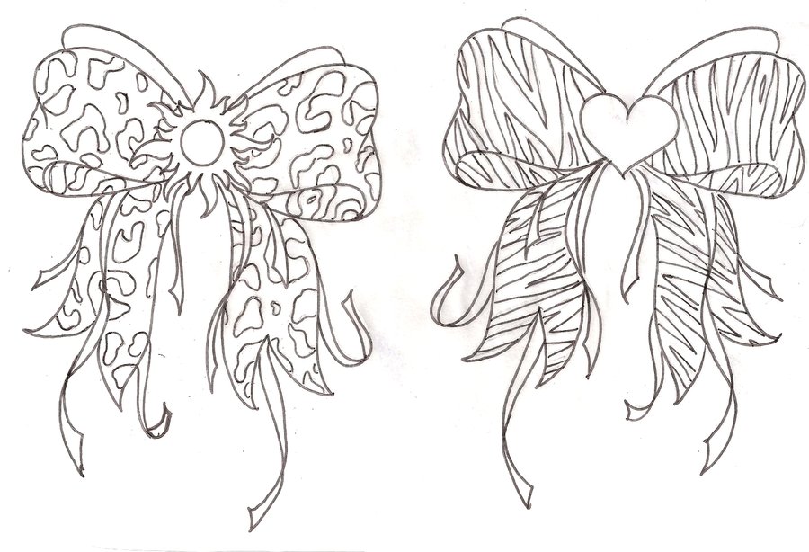 900x614 Simple Bow Tattoo Designs And Idea - Ribbon Tattoo Drawings