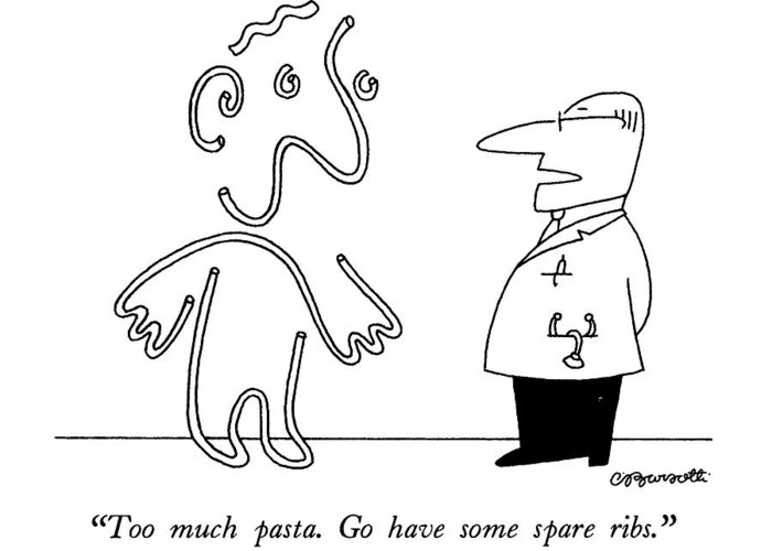 700x500 too much pasta go have some spare ribs greeting card for sale - Ribs Drawing