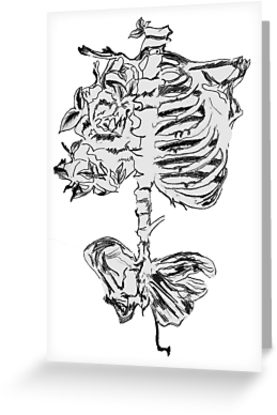277x415 Butterfly Ribs Drawing Greeting Cards - Ribs Drawing