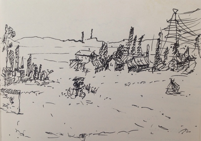 640x449 michelle mendez artwork bicycling in rice fields, leshan - Rice Field Drawing